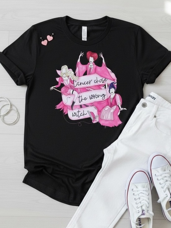 Hand Crafted Tops - Hocus Cancer Chose The Wrong Witch Shirt